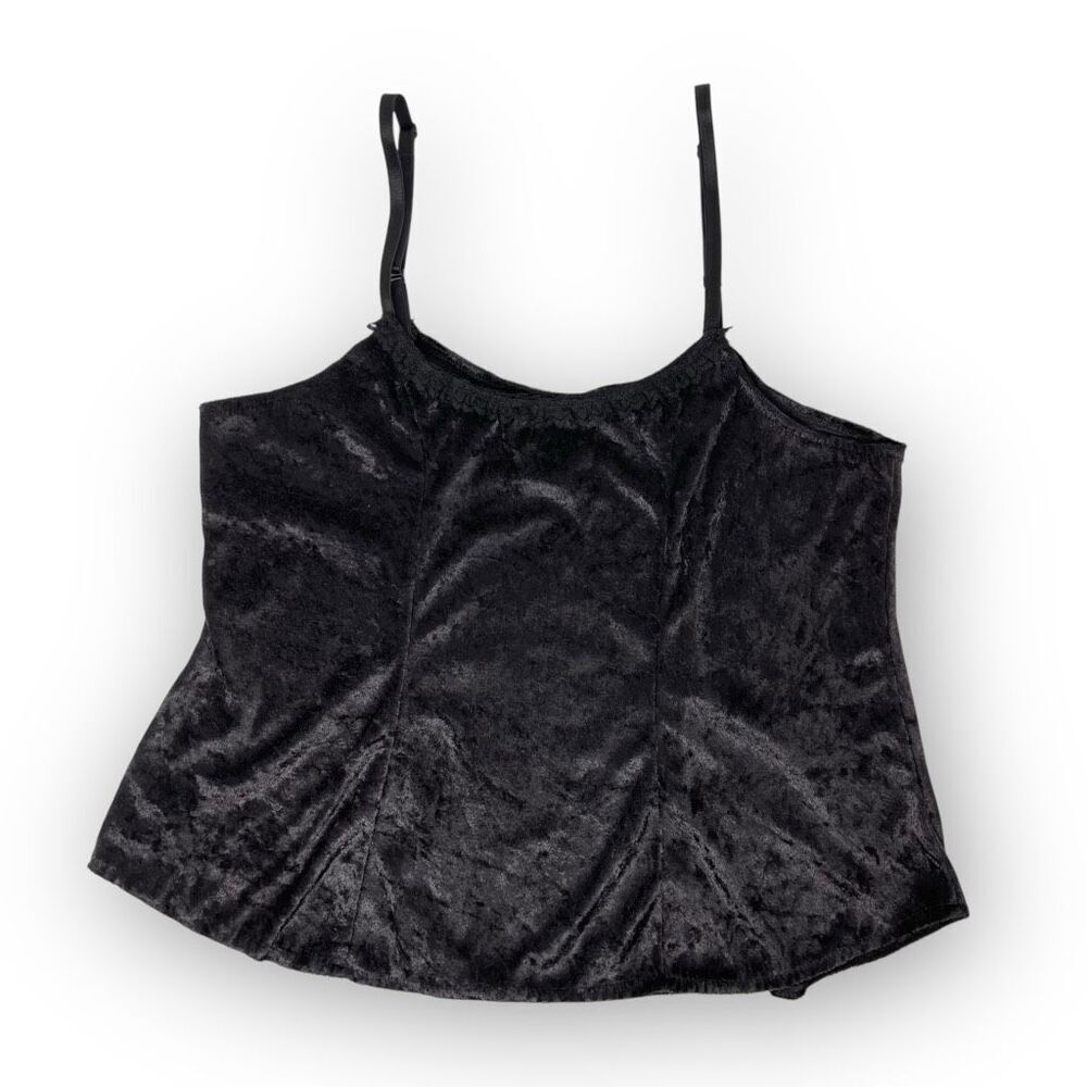 Cykxtees Velvet Black Cami Spaghetti Strap Tank Top Goth Grunge Women Size Large
